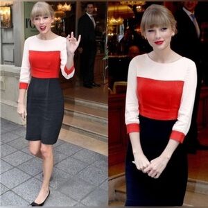 Kate Spade Parker Color Block Dress Black pink red Taylor swift Size 8 NWT
